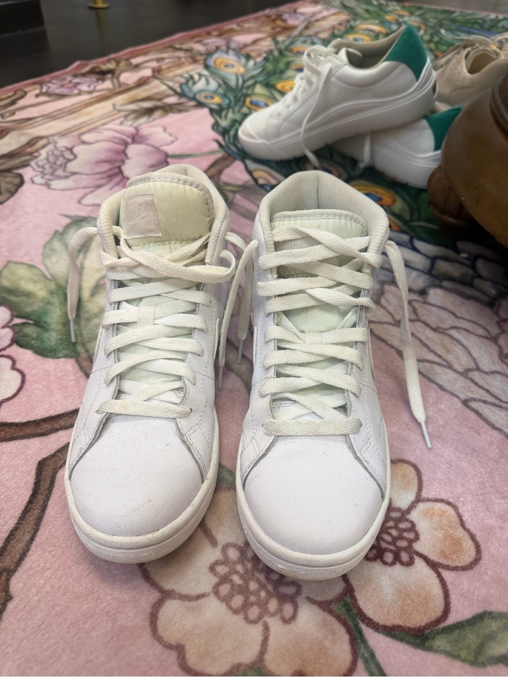 Nike White High-Top Sneakers with Teal Heel Accent
